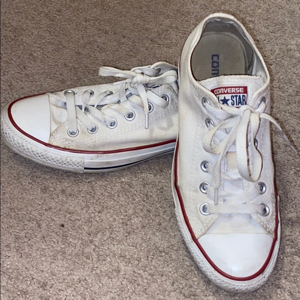 Distressed White Low Top Converse